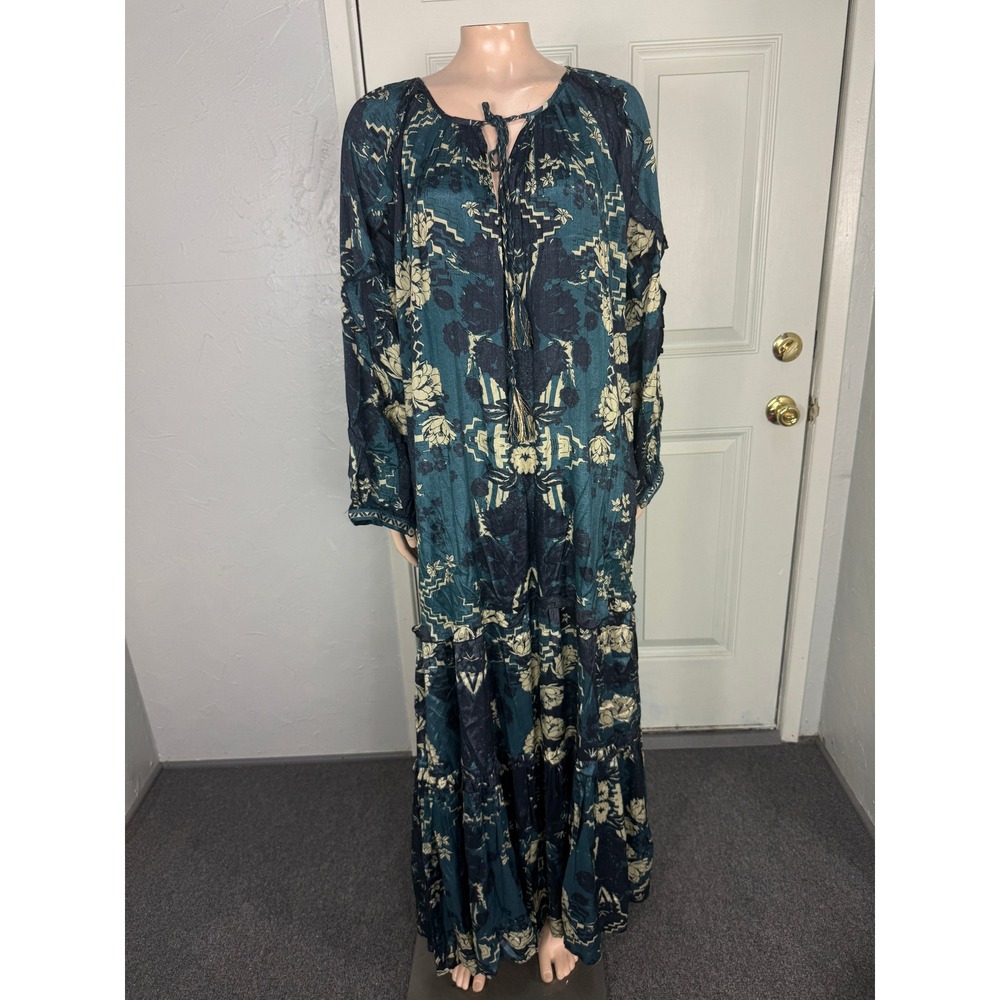 Natural Life Dress M maxi Viscose Floral Bohemian Long Sleeve Floral Lotus NN24